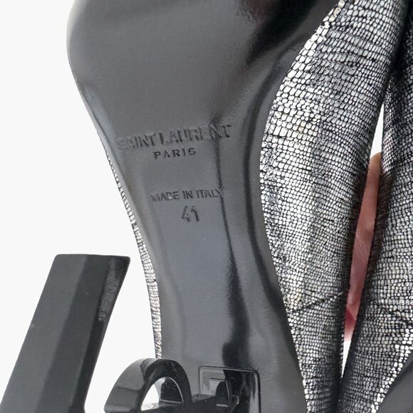 Saint Laurent Opyum 110 YSL Pumps EU 41 US 11 Metallic Silver Pointed High Heels - Picture 10 of 13
